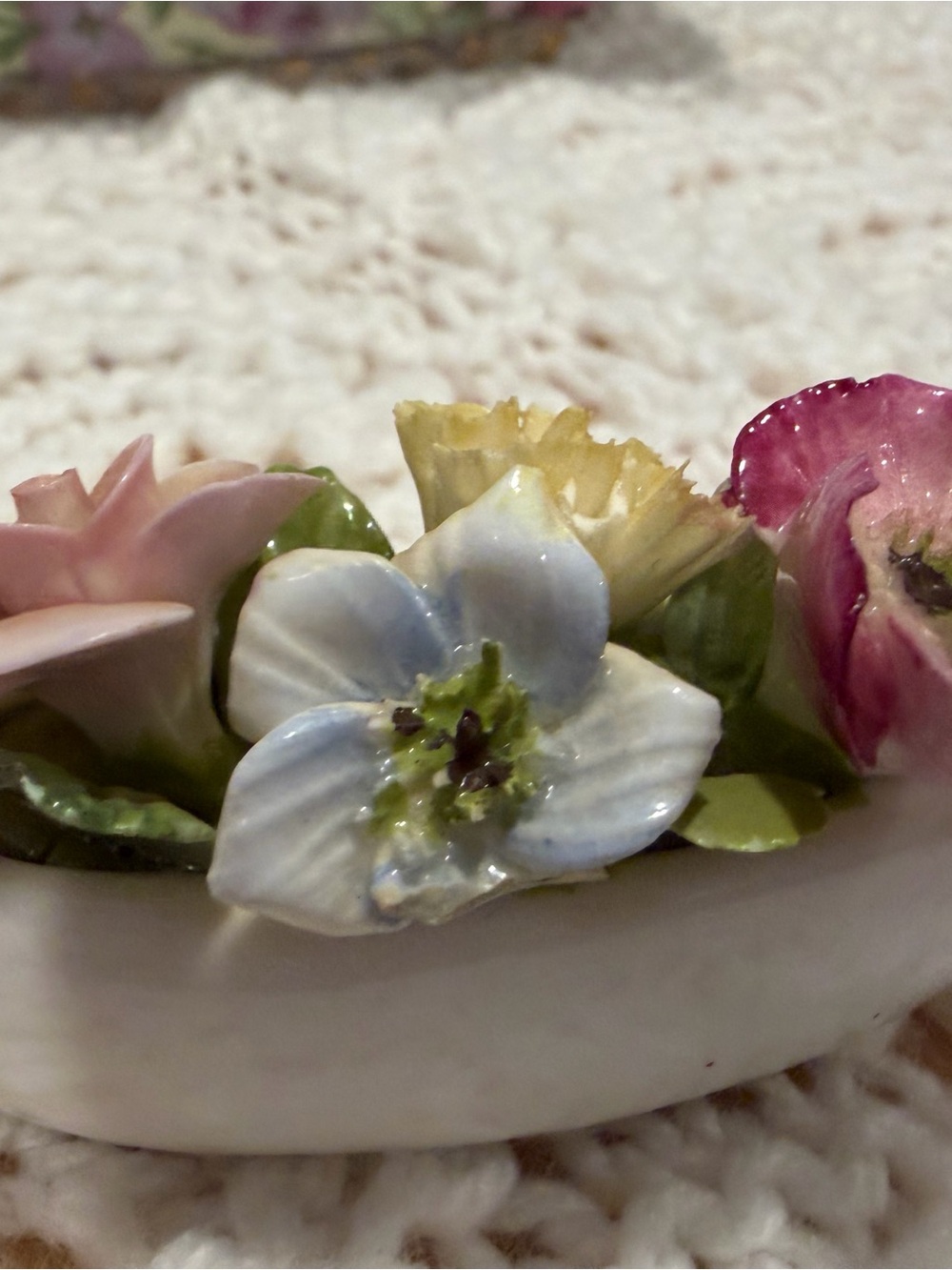 Porcelain Floral Dish with Pastel Flowers